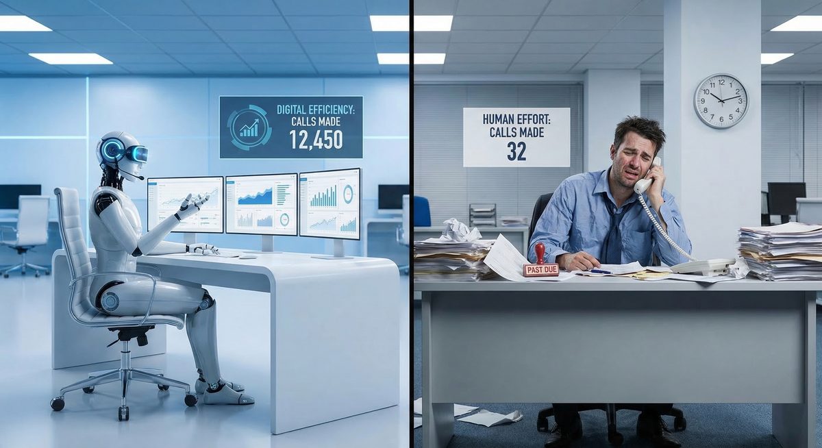 AI glasovni agent in klasični izterjevalec pri delu — primerjava pristopov izterjave