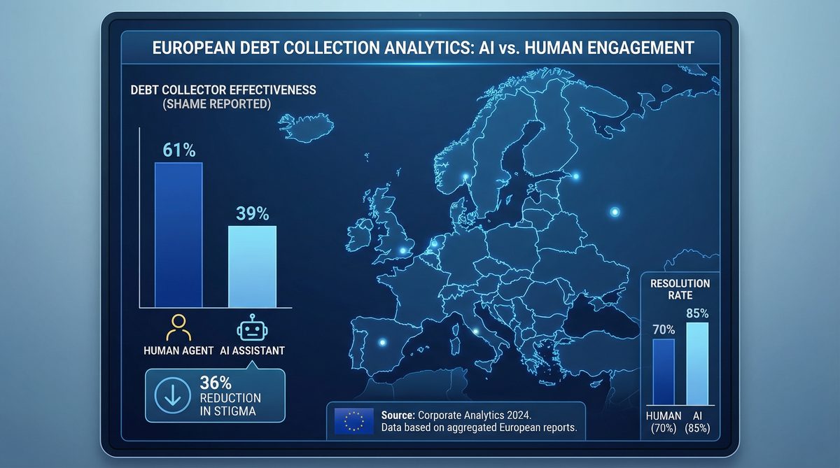 Infografika: 36 % manj sramu pri AI izterjavi — rezultati EU raziskave Fresenius 2026 iz 11 evropskih držav